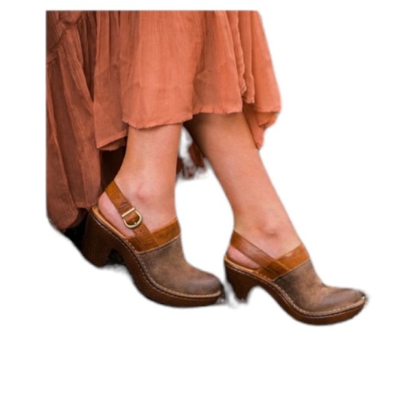 Born Vidar Clog Mules in Tan Taupe Combo Size 9 - Picture 2 of 6